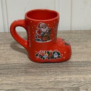 Vtg Van Well German Christmas Boot Mug Frohe Weihnachten Merry Christmas 4" H